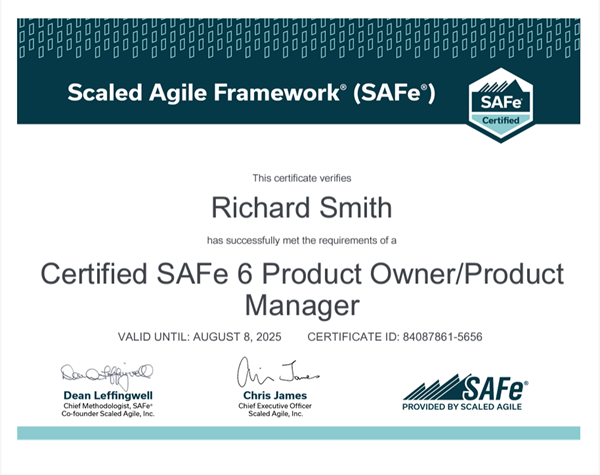 SAFe 6.0 POPM Cert